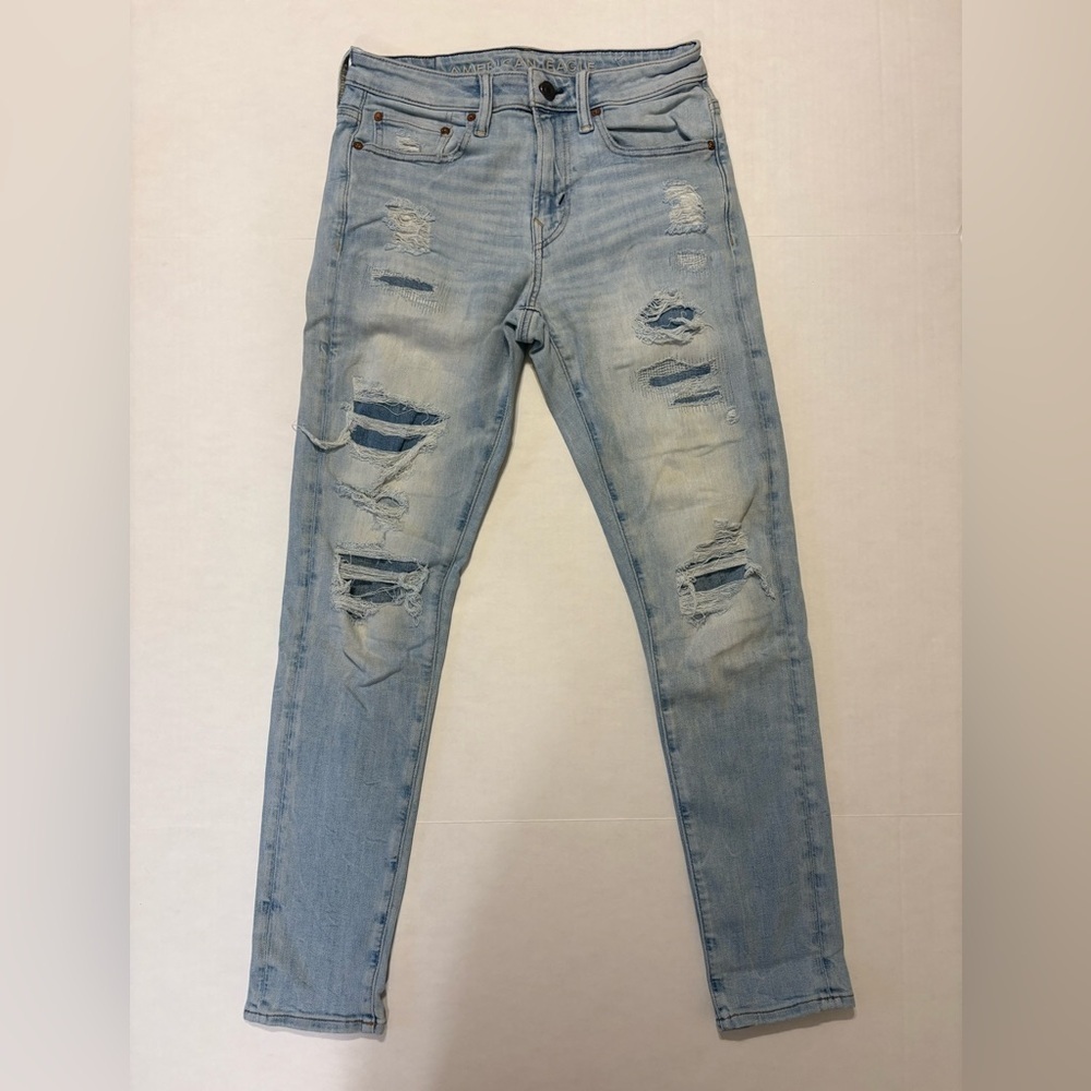American Eagle Temp Tech Athletic Skinny distressed jeans size 30x32